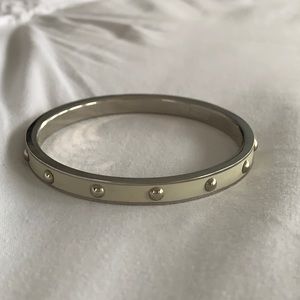 Coach Silver and White Dome Stud Bangle Bracelet